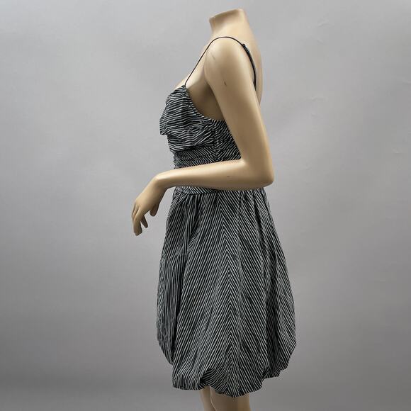 Tracy Reese Anthropologie Dress Women 10 Black Striped Bubble Hem Cocktail Retro - Picture 3 of 10